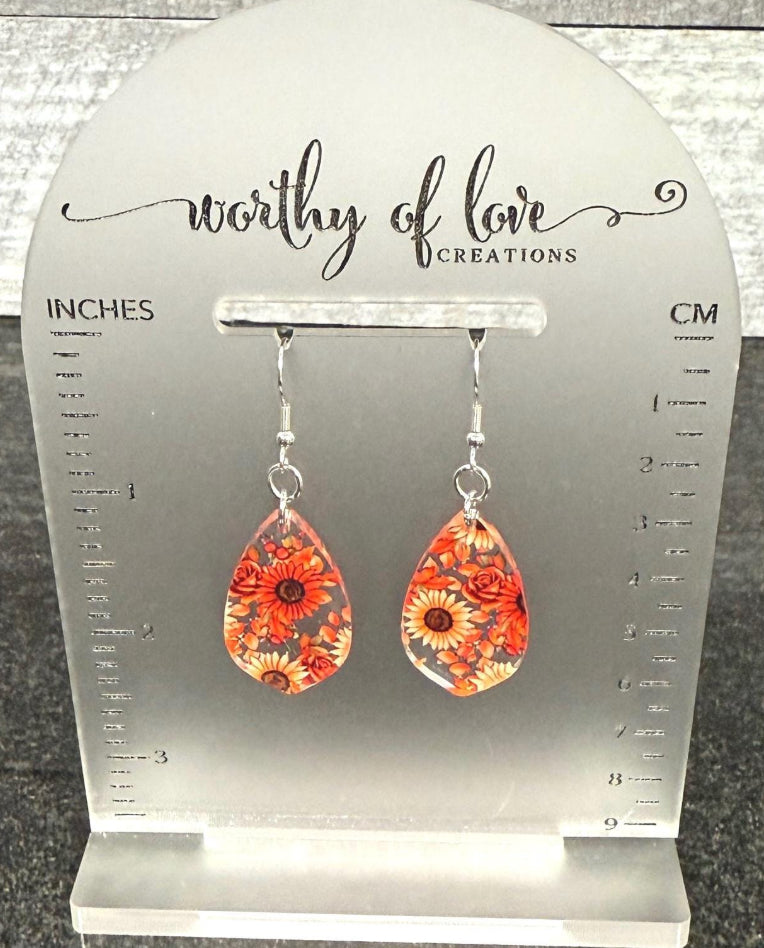 Sunflower Earrings stainless steel and acrylic