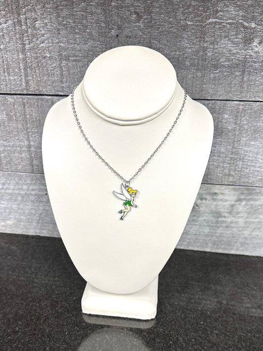 Green tinkering fairy necklace with stainless steel chain