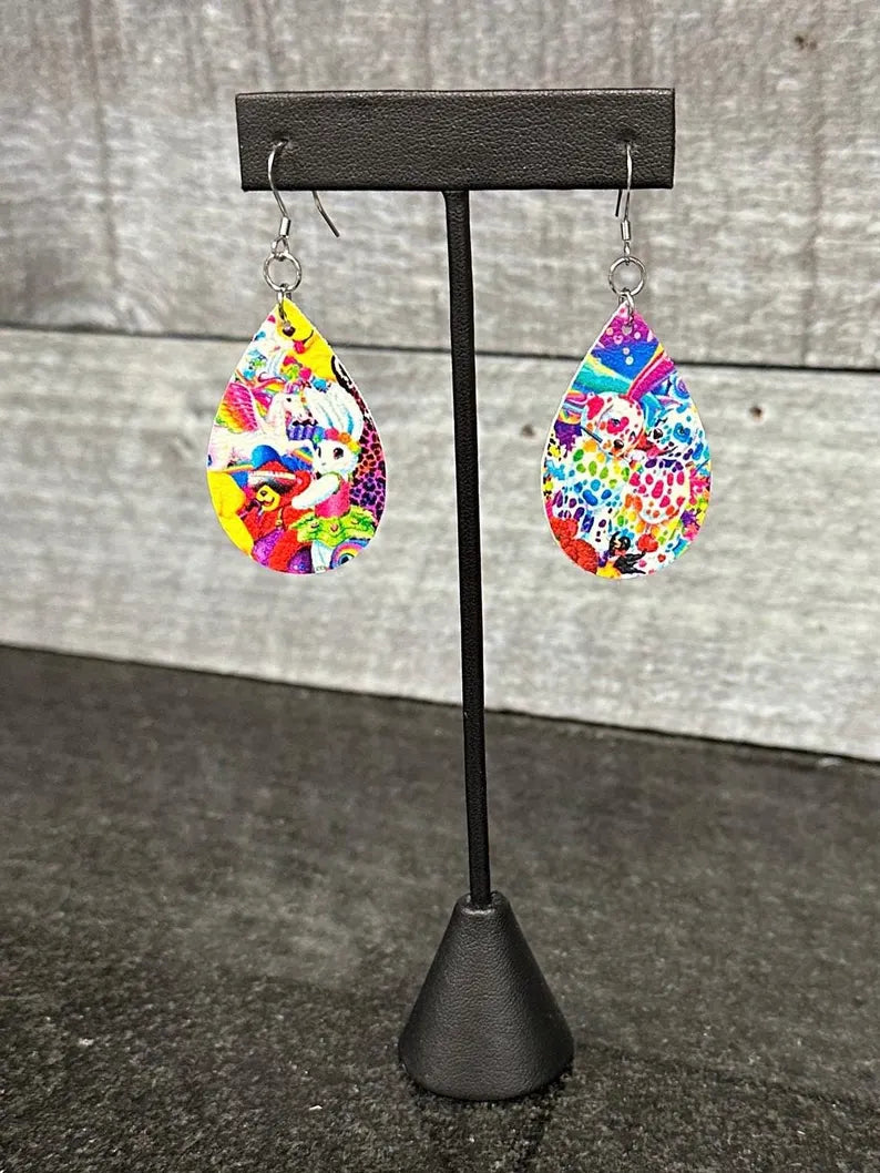Vibrant Animals print Faux Leather stainless steel earrings, 90s earrings