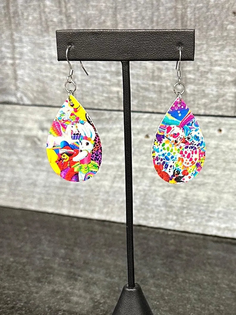 Vibrant Animals print Faux Leather stainless steel earrings, 90s earrings
