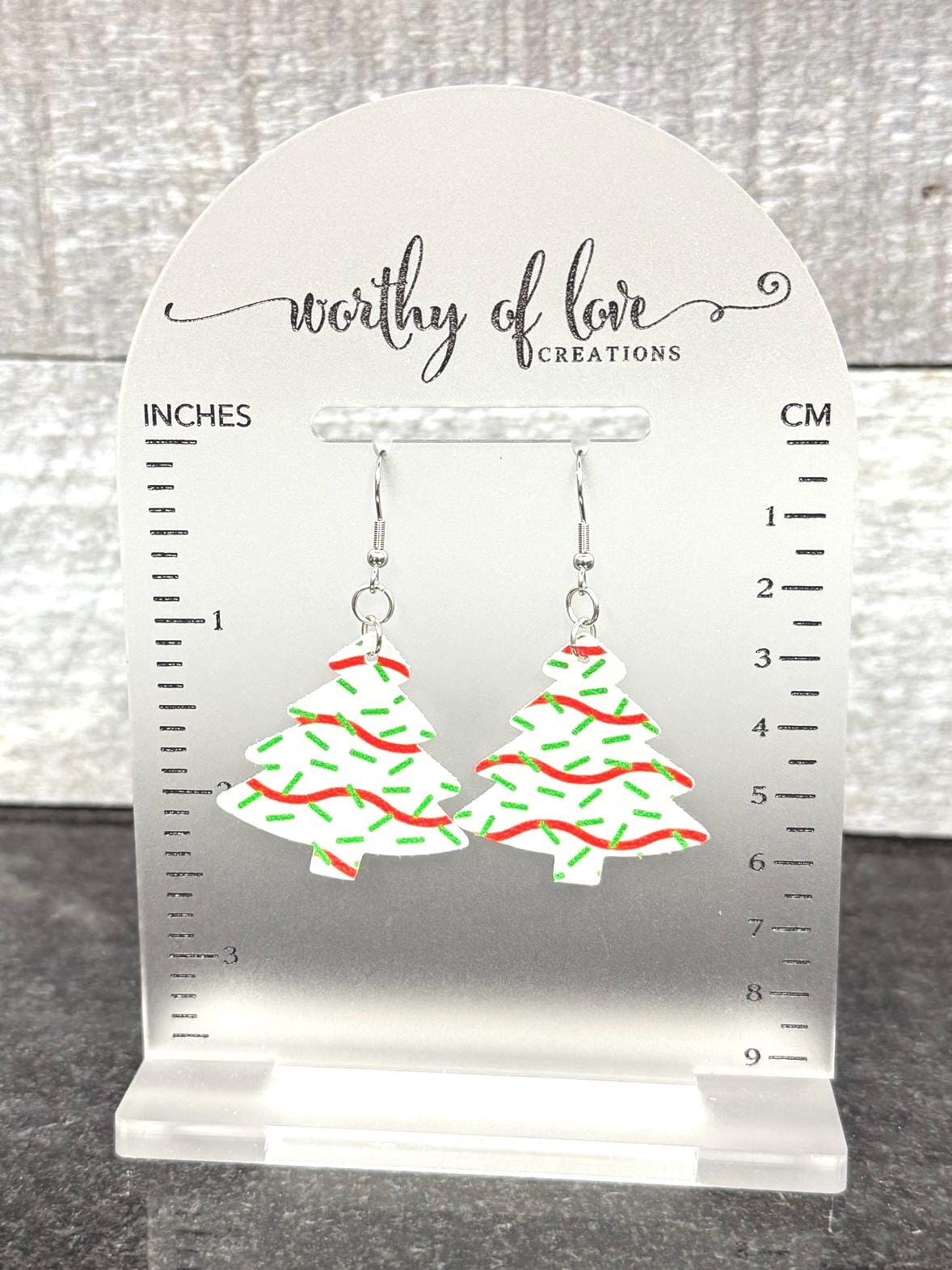 Christmas Tree Cake Earrings: Faux Leather Holiday Jewelry