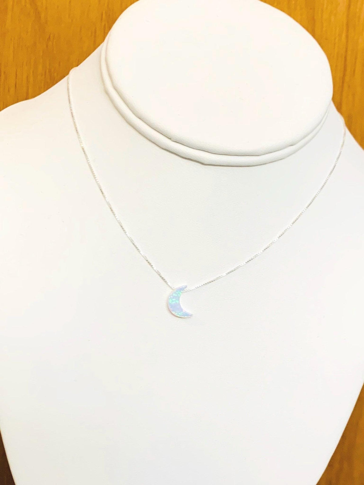 Moon necklace Fire Opal sterling silver