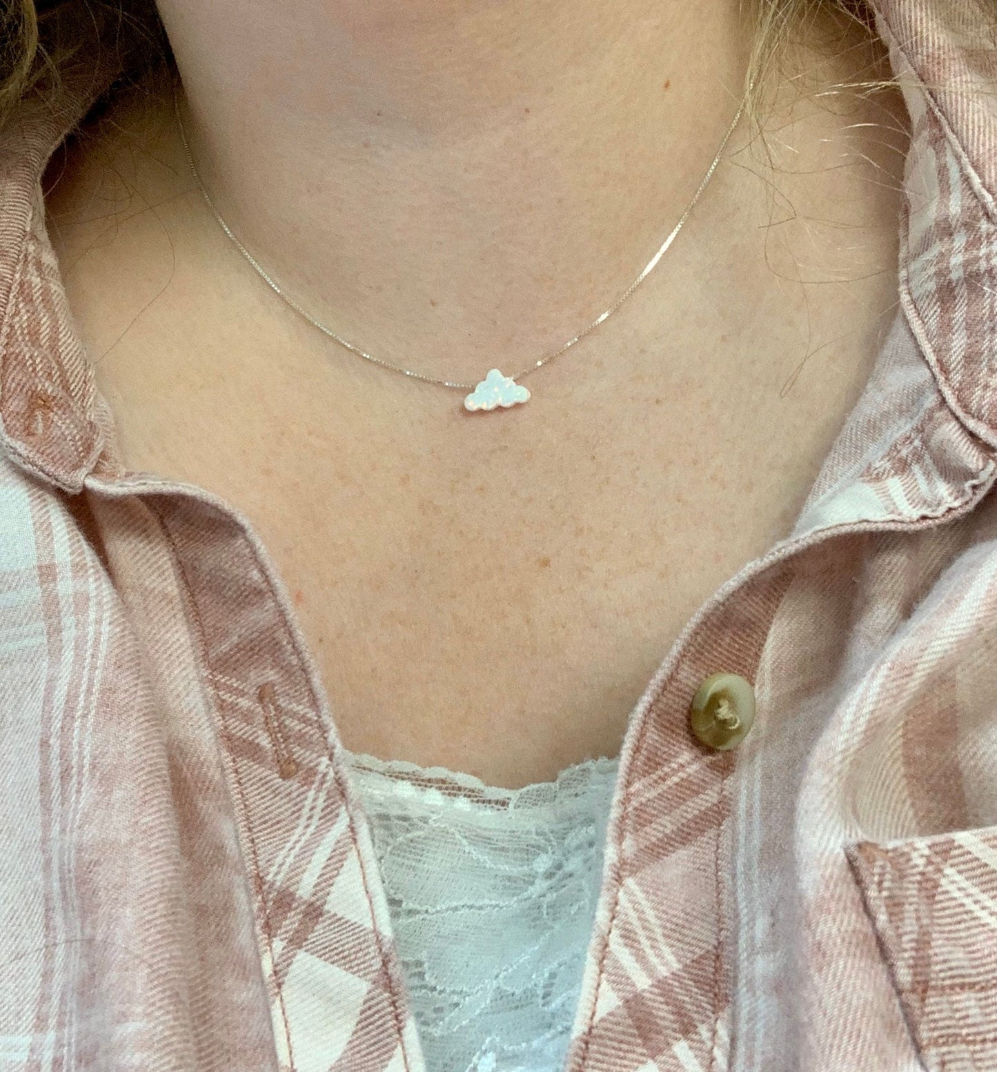 cloud necklace fire opal sterling silver