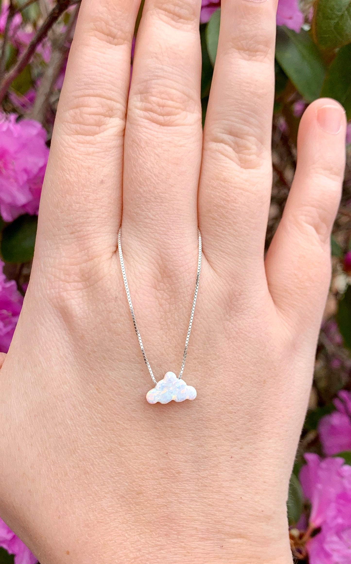 cloud necklace fire opal sterling silver