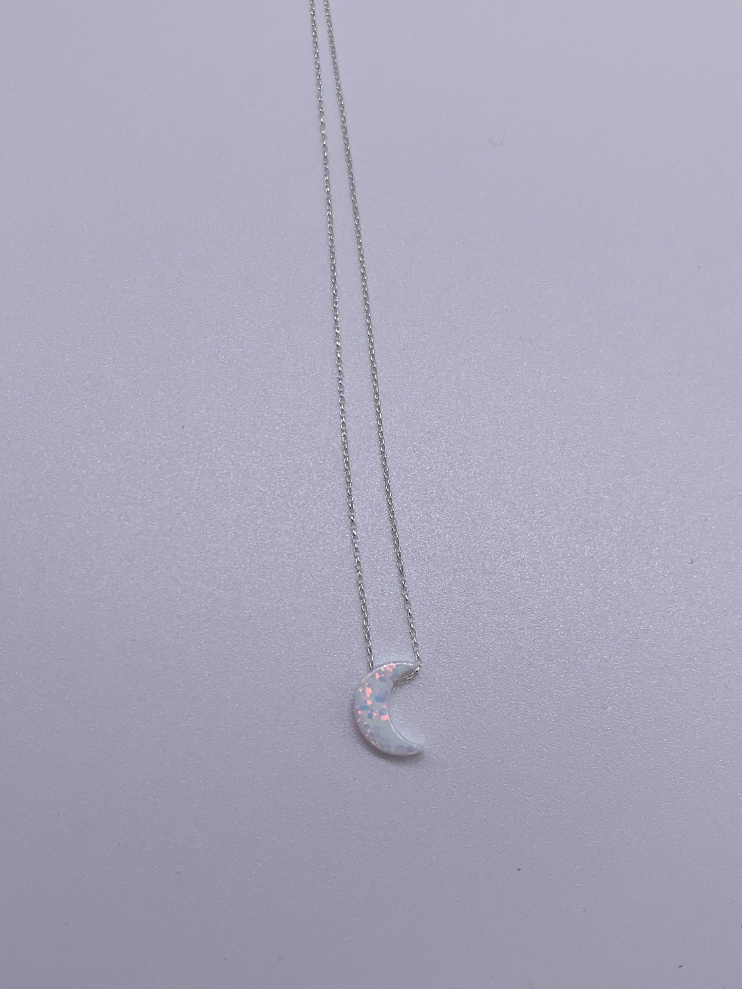 moon necklace sterling silver fire opal delicate chain