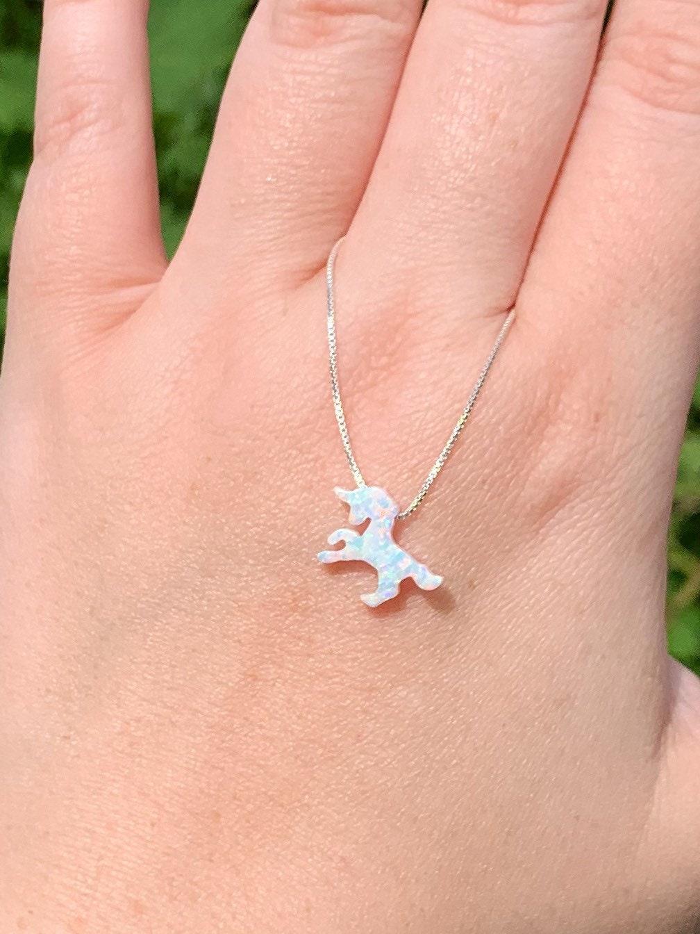 Unicorn necklace |opal necklace |SEE VIDEO| white unicorn necklace | sterling silver unicorn necklace