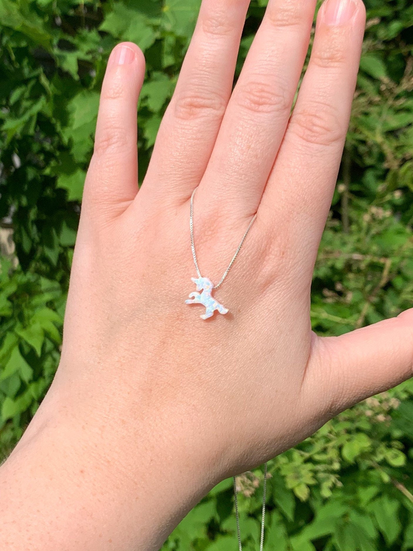 Unicorn necklace |opal necklace |SEE VIDEO| white unicorn necklace | sterling silver unicorn necklace