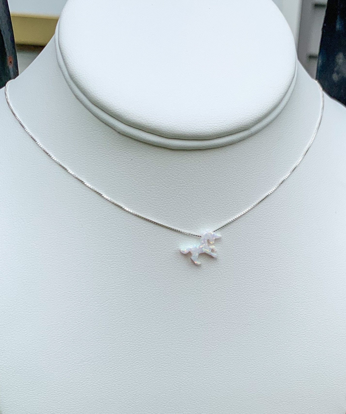 Unicorn necklace |opal necklace |SEE VIDEO| white unicorn necklace | sterling silver unicorn necklace