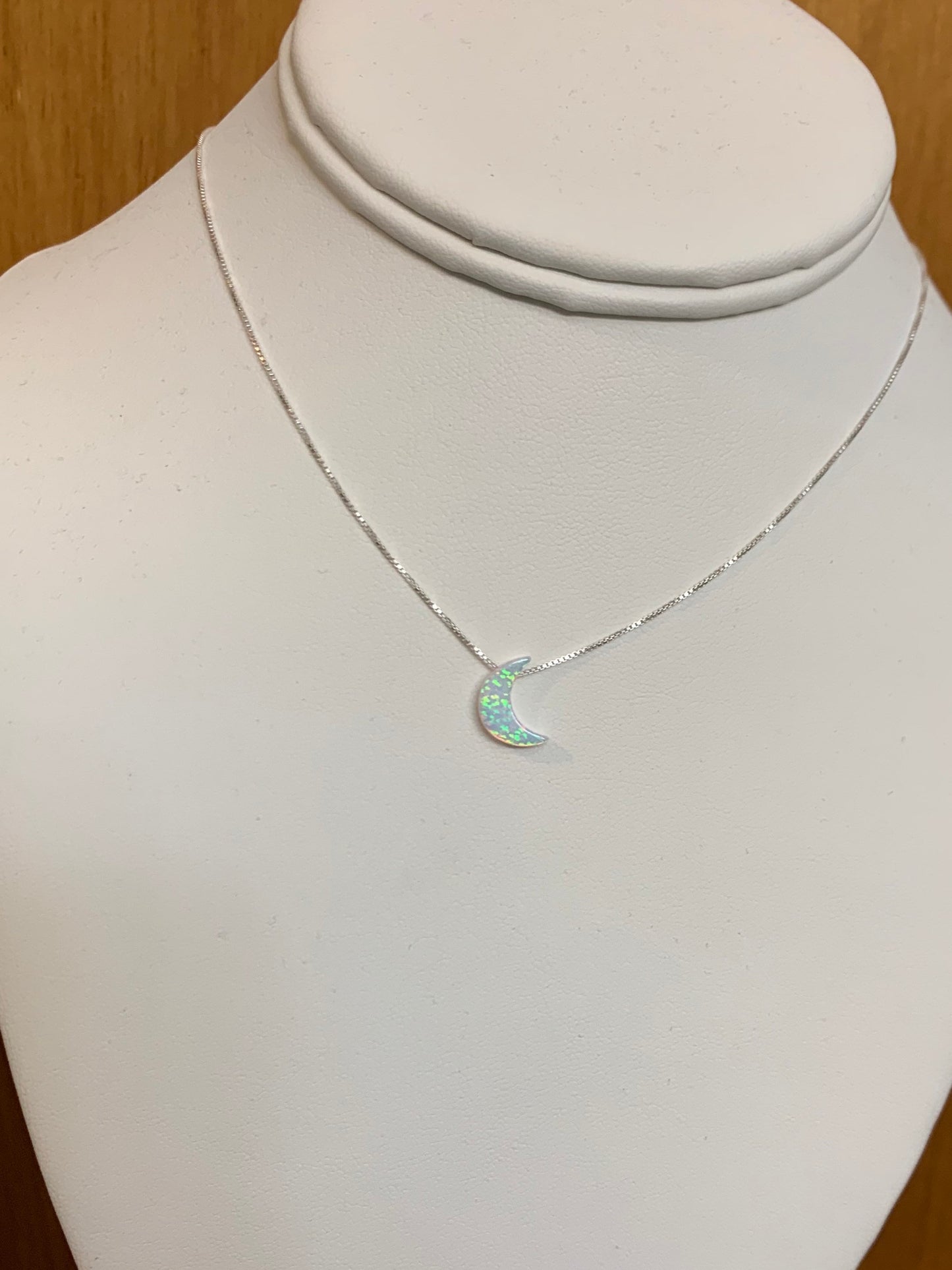 Moon necklace Fire Opal sterling silver (moon Style 2)