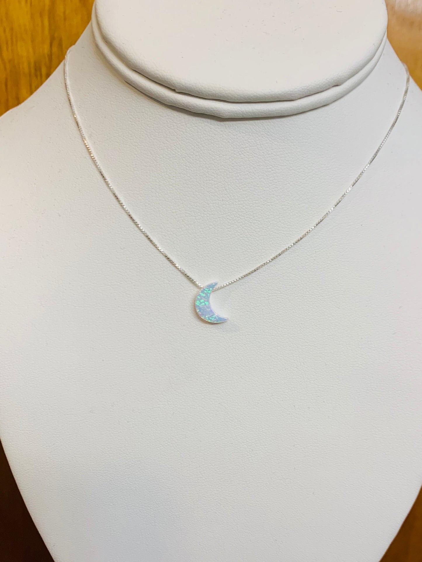 Moon necklace Fire Opal sterling silver (moon Style 2)