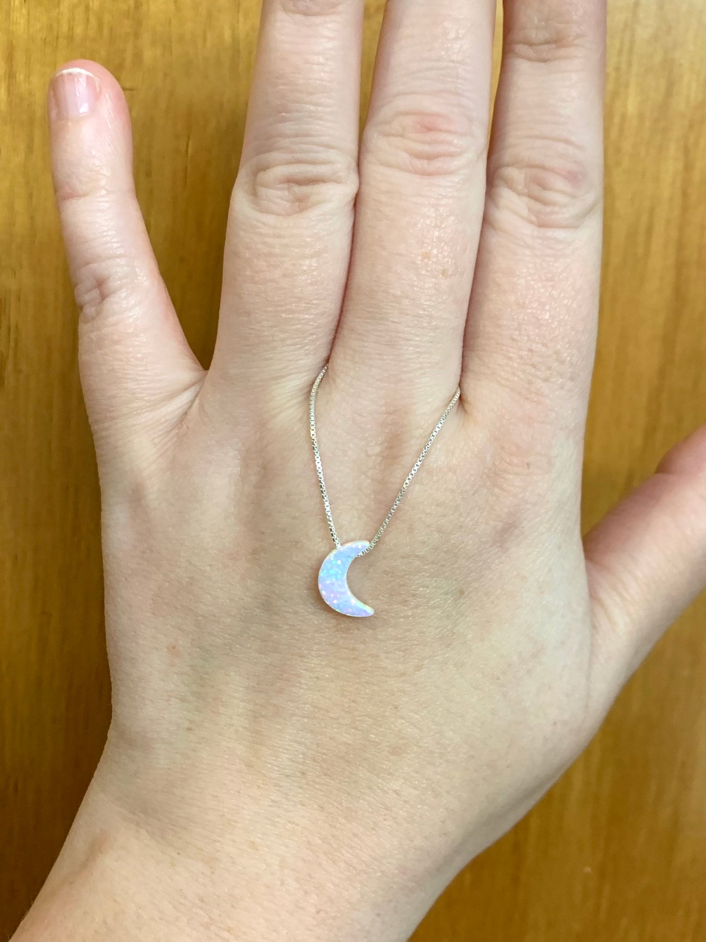 Moon necklace Fire Opal sterling silver (moon Style 2)