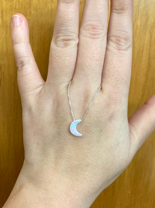Moon necklace Fire Opal sterling silver (moon Style 2)