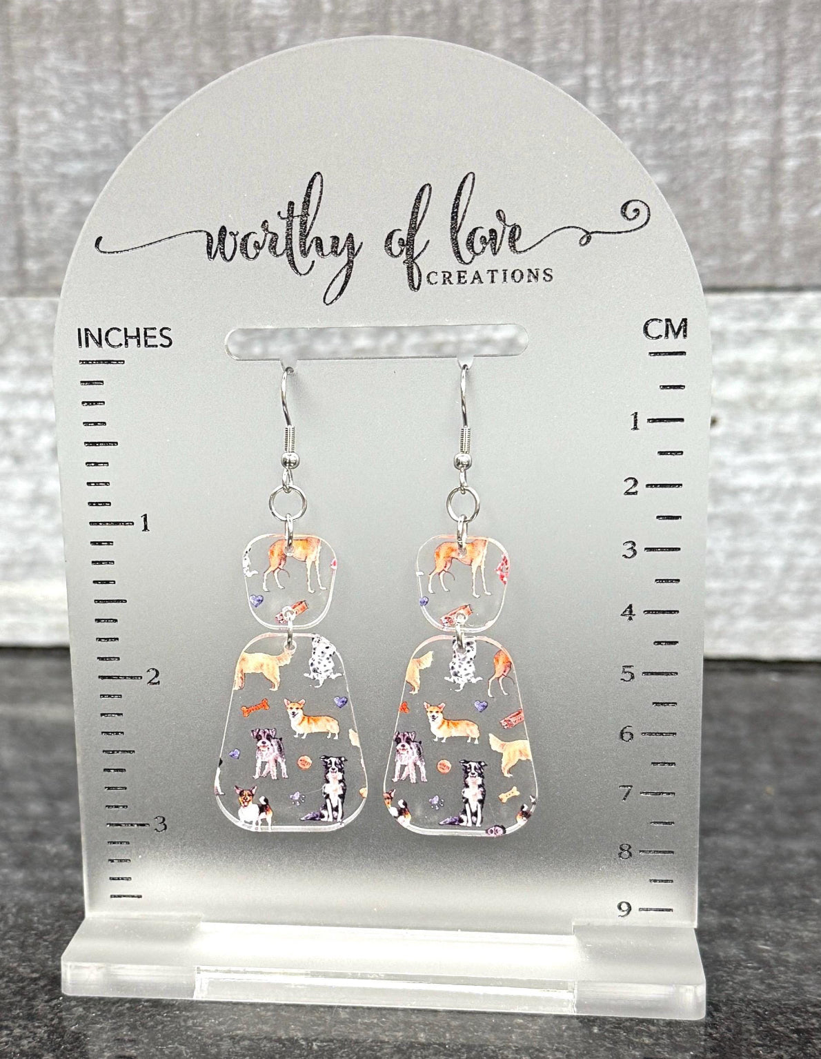Dog Lover Earrings, Stainless Steel & Acrylic Dog Mom Jewelry