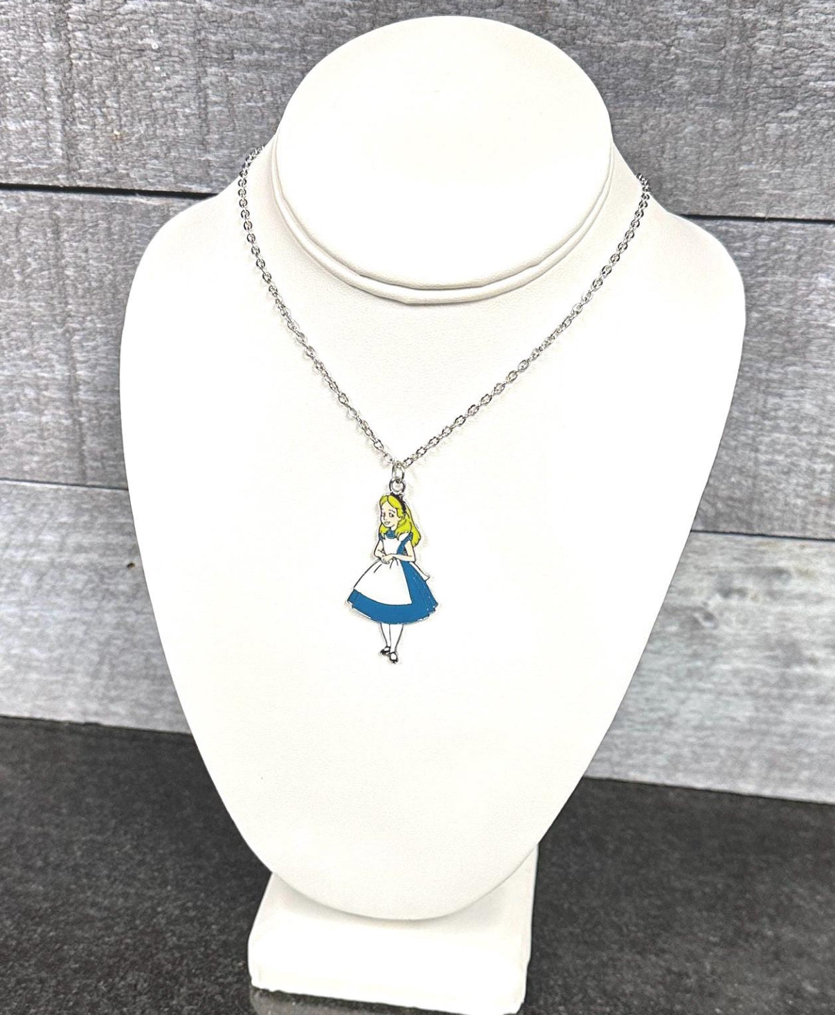 Alice necklace, Curious girl inspired necklace with stainless steel chain