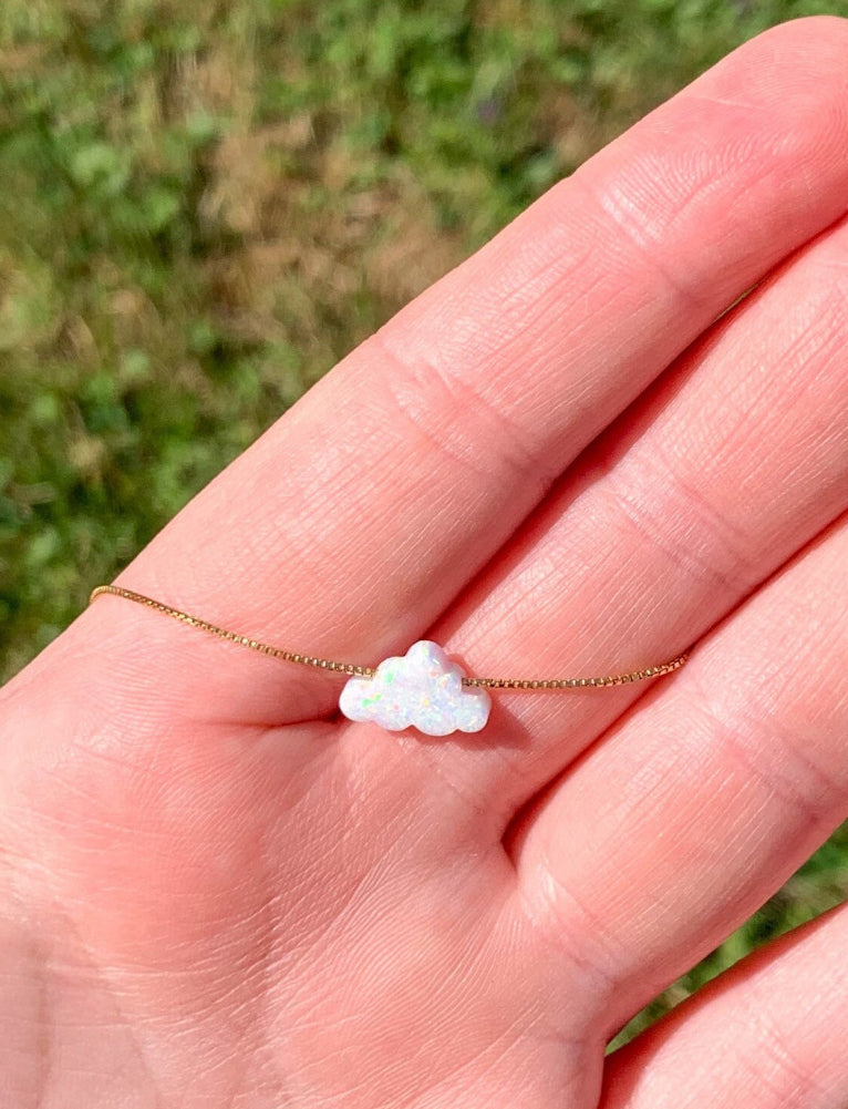 cloud necklace fire opal 14 karat gold filled chain