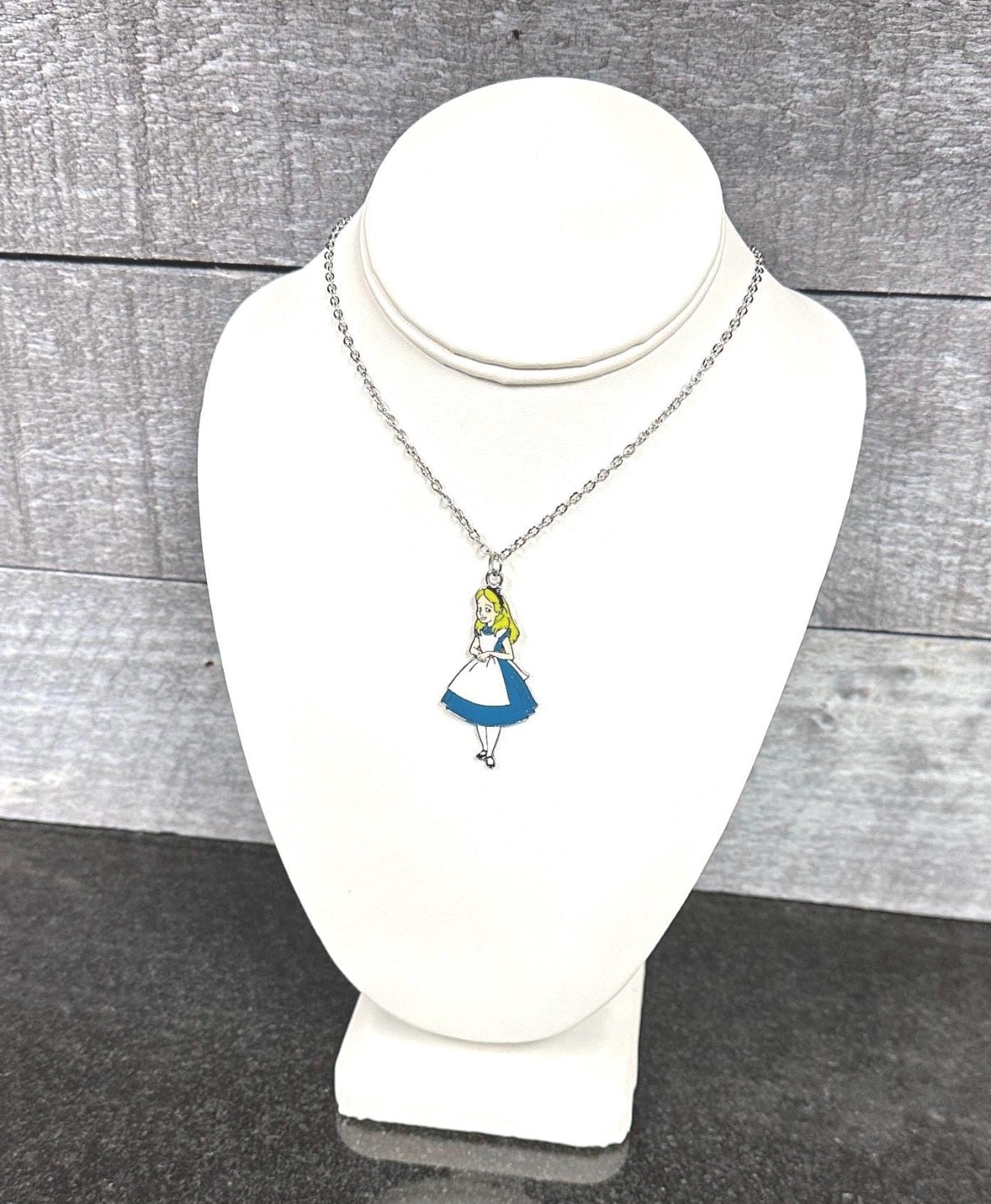 Alice necklace, Curious girl inspired necklace with stainless steel chain