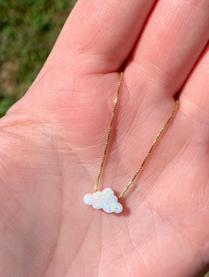 cloud necklace fire opal 14 karat gold filled chain