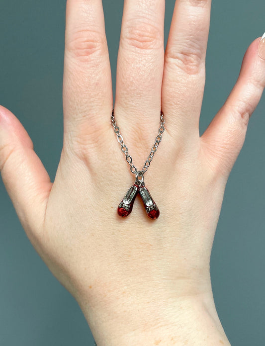 Red slippers necklace