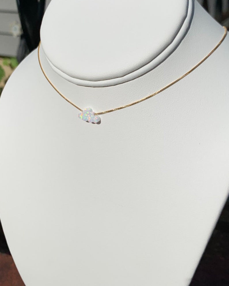 cloud necklace fire opal 14 karat gold filled chain