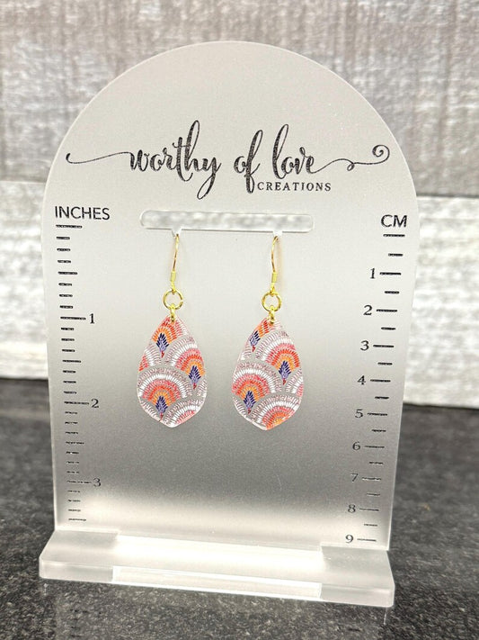 Boho Rainbow Print Earrings, 18k Gold Plated Stainless Steel
