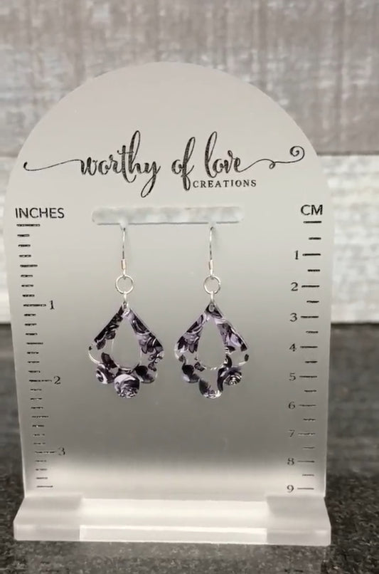 Black Rose Scalloped dangle drop earrings