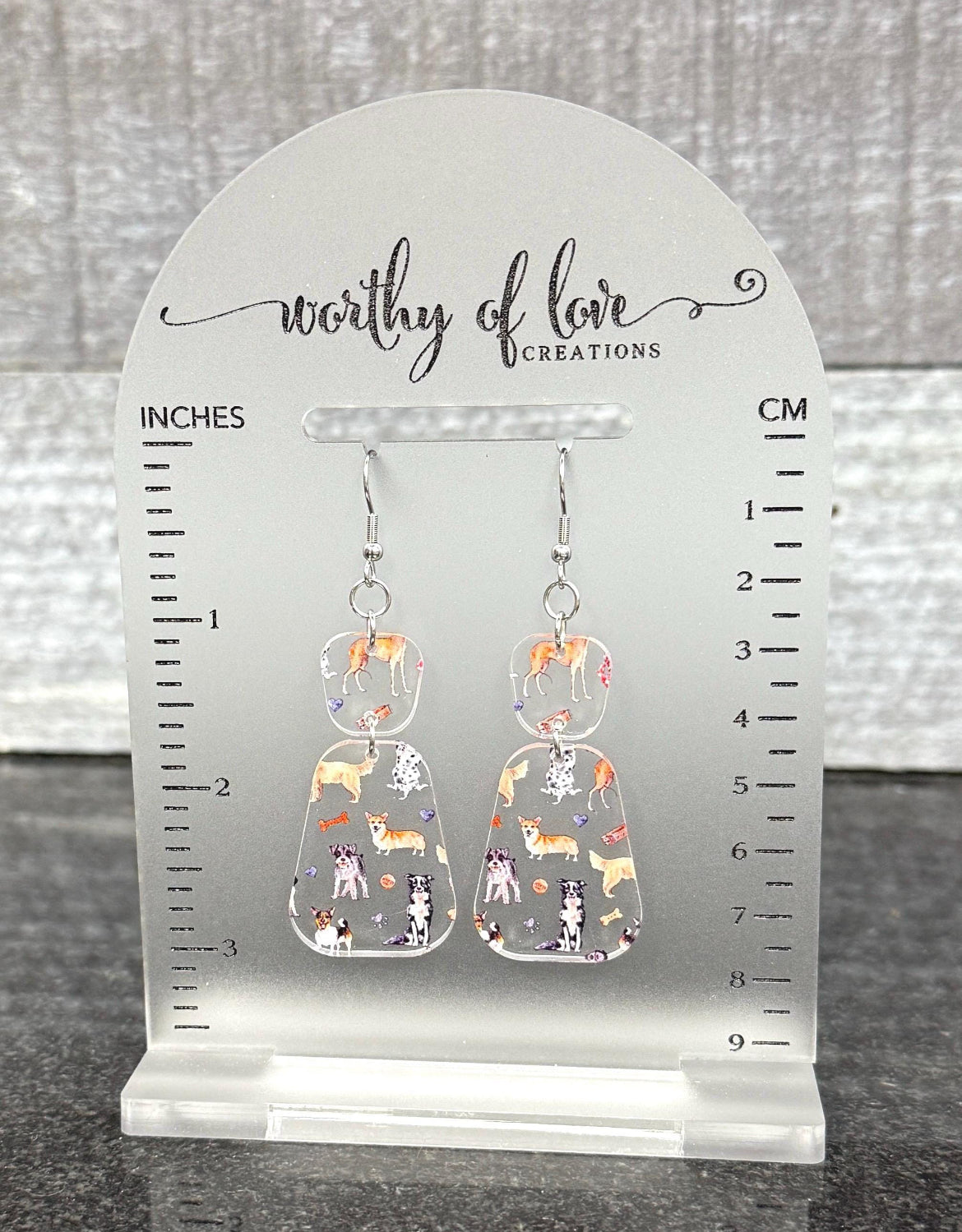 Dog Lover Earrings, Stainless Steel & Acrylic Dog Mom Jewelry