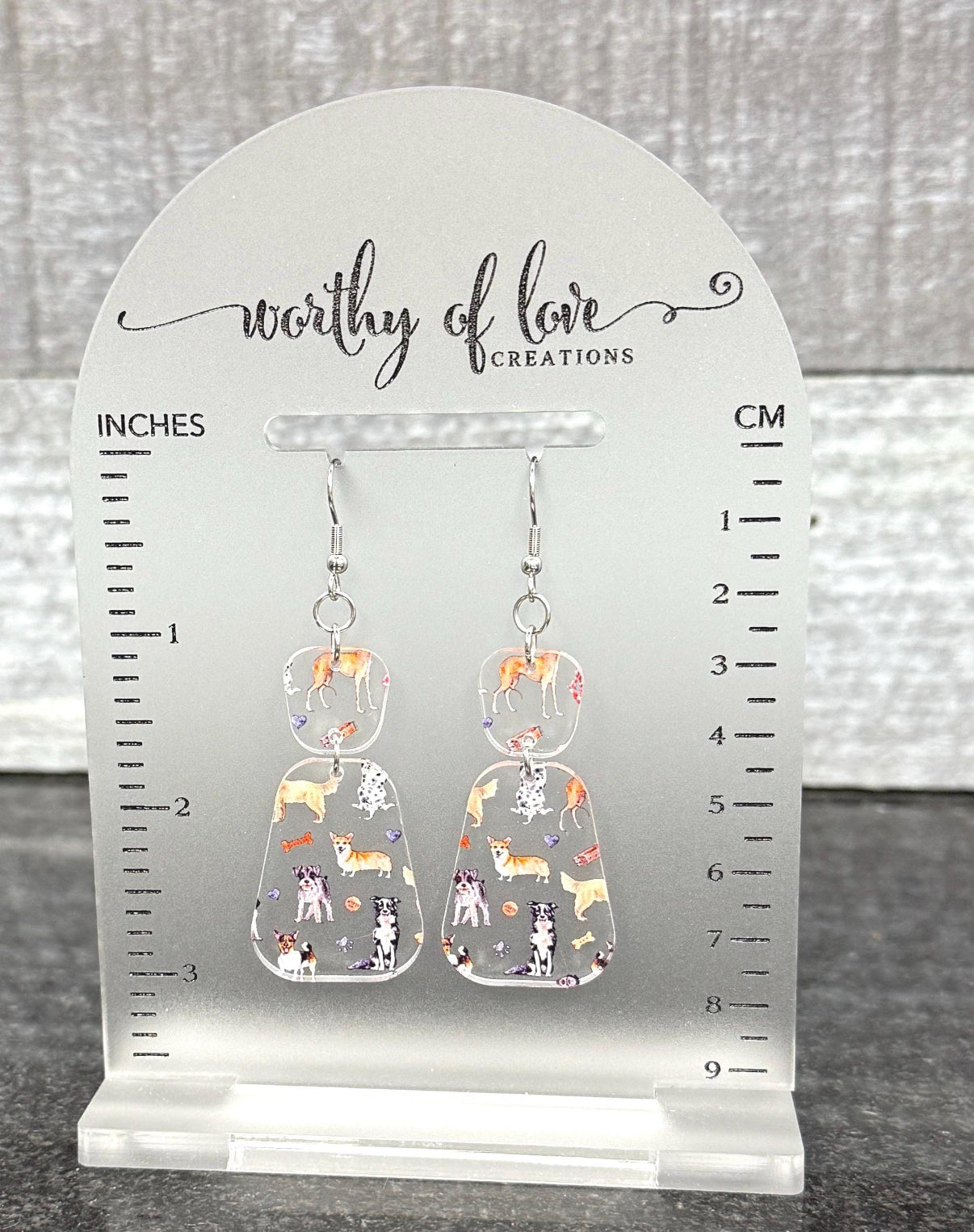 Dog Lover Earrings, Stainless Steel & Acrylic Dog Mom Jewelry