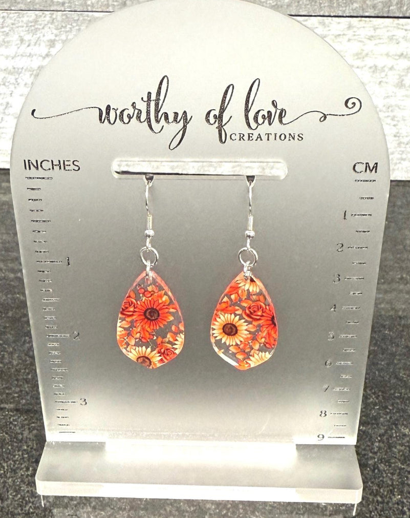 Sunflower Earrings stainless steel and acrylic