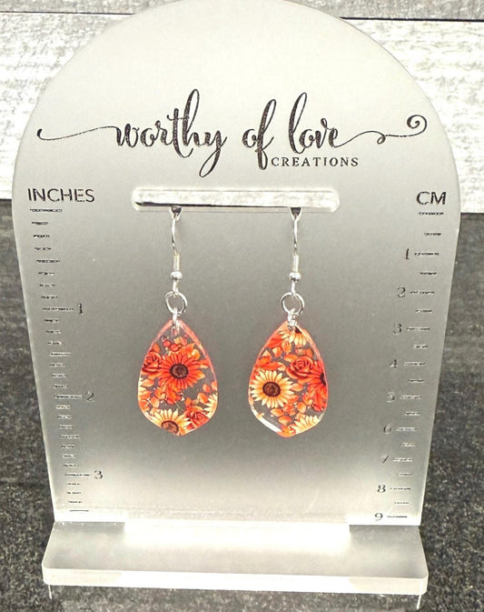 Sunflower Earrings stainless steel and acrylic