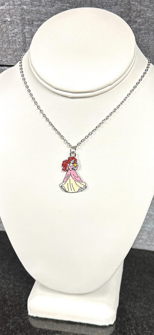 princess mermaid necklace with stainless steel chain