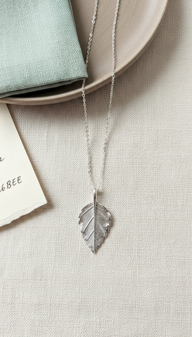 Sterling Silver Leaf Pendant Necklace
