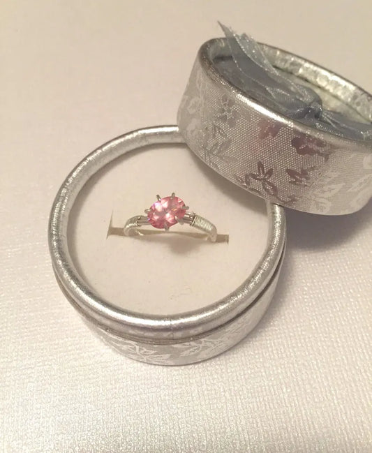 Pink mystic topaz oval gemstone and argentium sterling silver ring