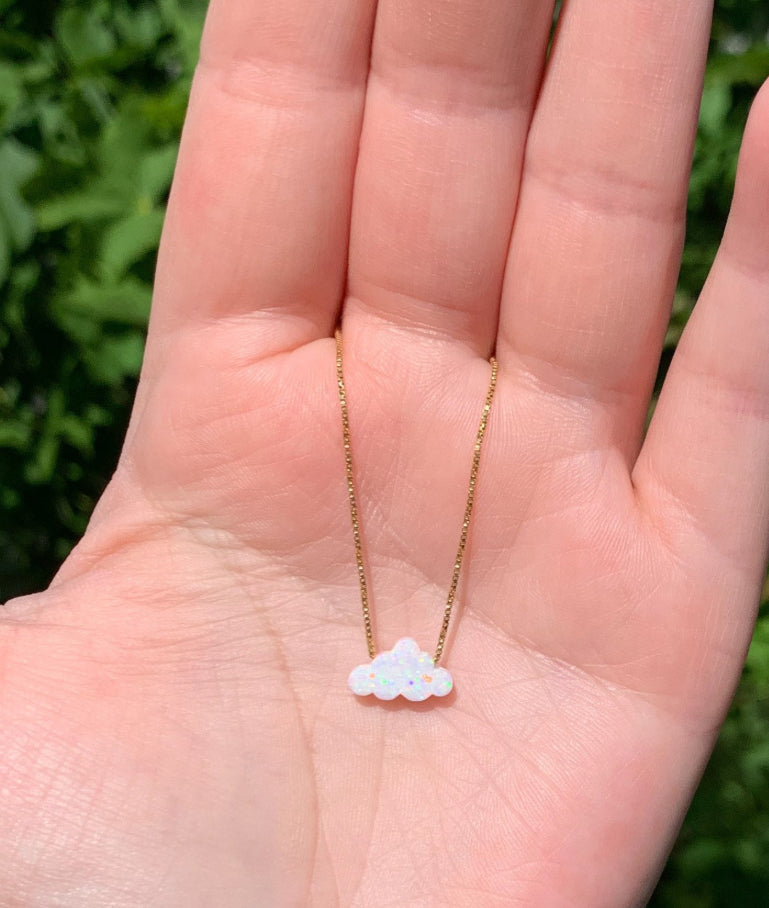 cloud necklace fire opal 14 karat gold filled chain