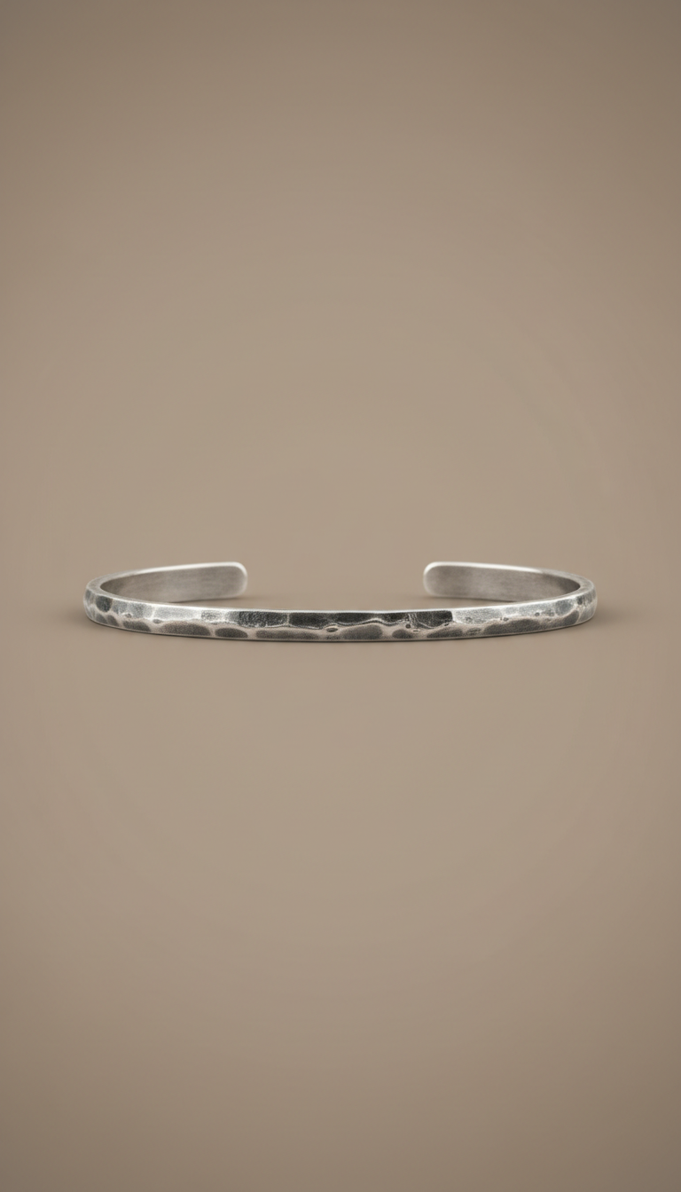 Hand-forged sterling silver artisan bangle
