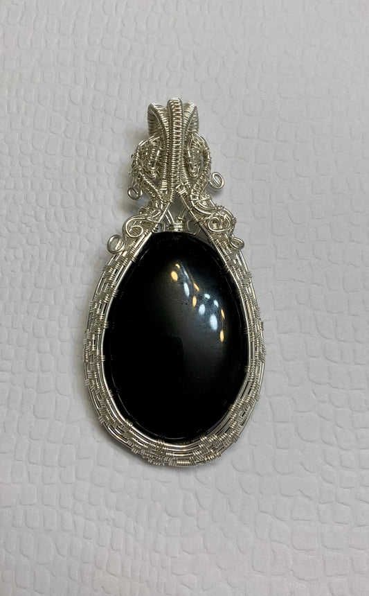 Black Onxy sterling silver pendant