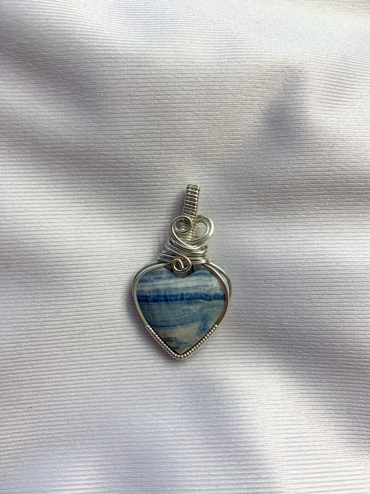 Lapis Lace Onyx Sterling Silver Heart Necklace