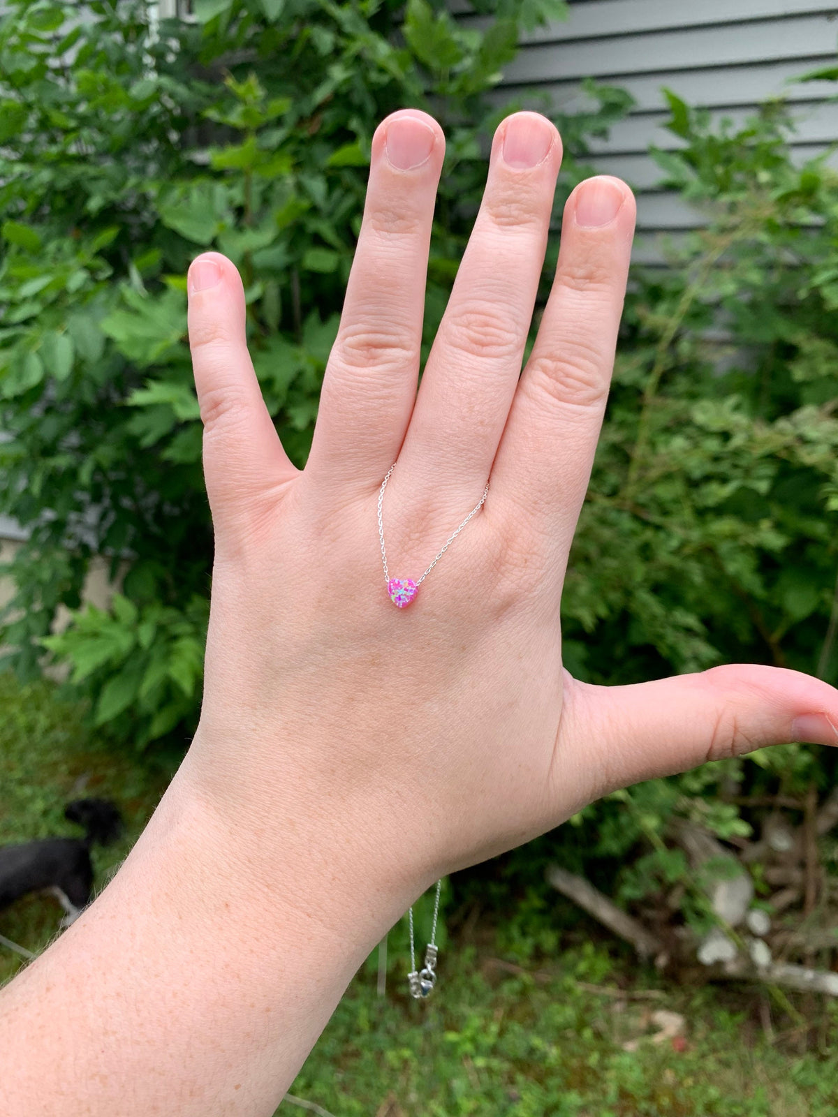 Pink Fire Opal Heart Necklace: Sterling Silver Chain