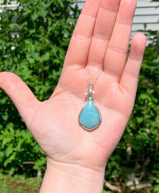 Amazonite sterling silver wire wrapped pendant