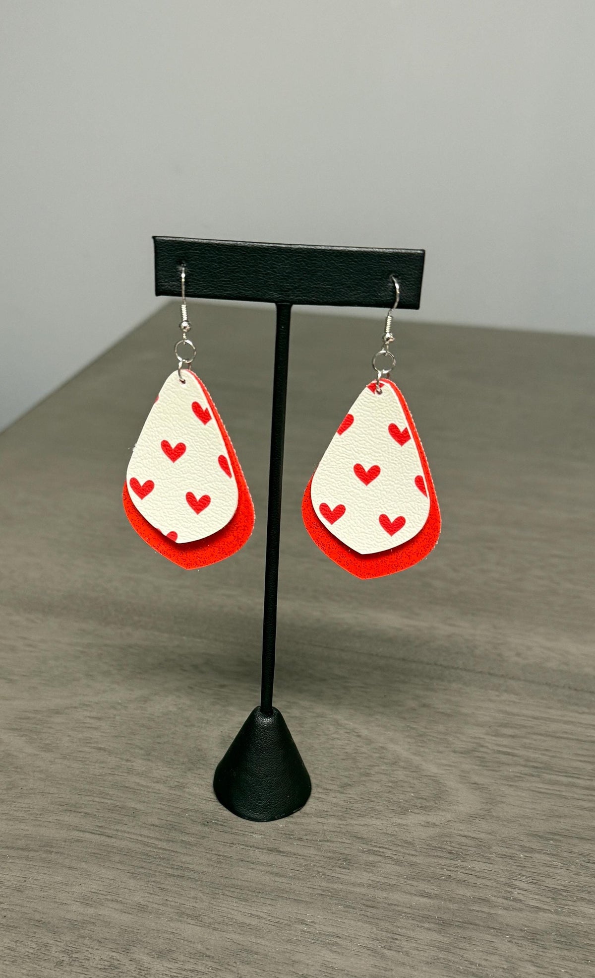 Faux Leather Heart Earrings: Valentine's Day Stainless Steel Dangles