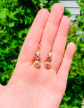 Swarovski Crystal Dangle Earrings, Gold, White Opal, Aurora Borealis