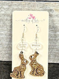 Chocolate Bunny Acrylic Earrings: Stainless Steel Easter Rabbit Jewelry