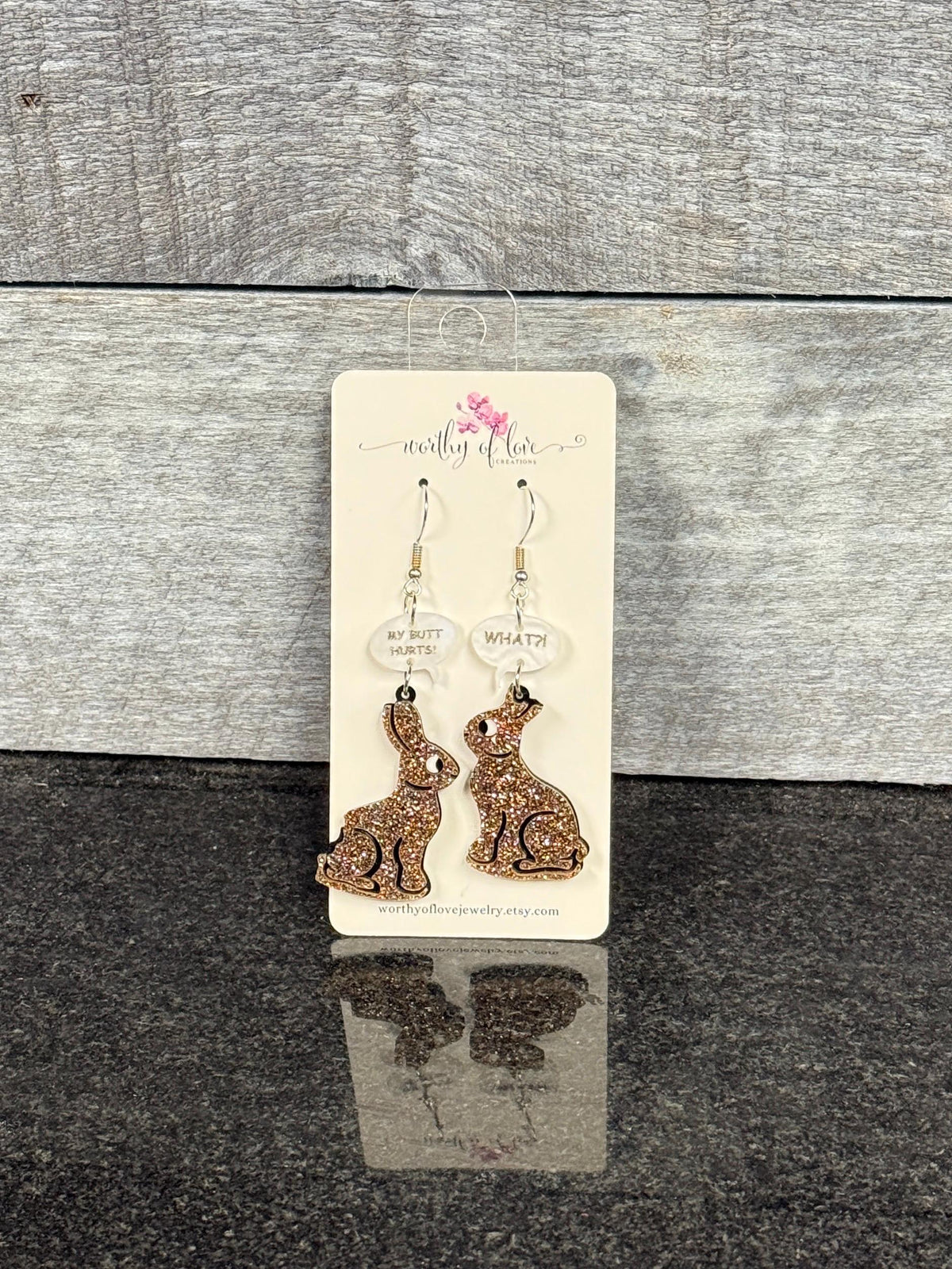 Chocolate Bunny Acrylic Earrings: Stainless Steel Easter Rabbit Jewelry