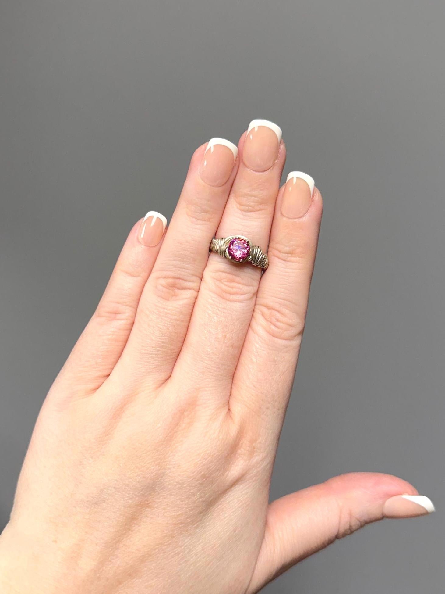Pink mystic Topaz and sterling silver wire wrapped ring