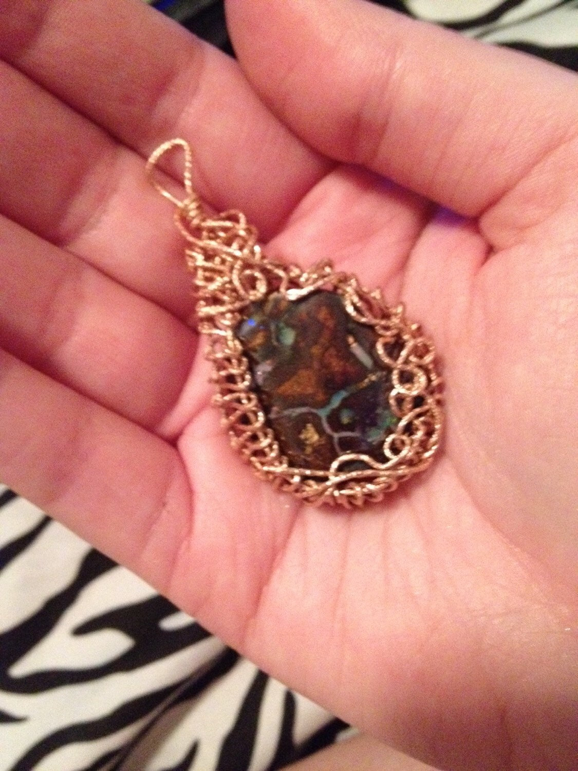 rose gold boulder opal pendant