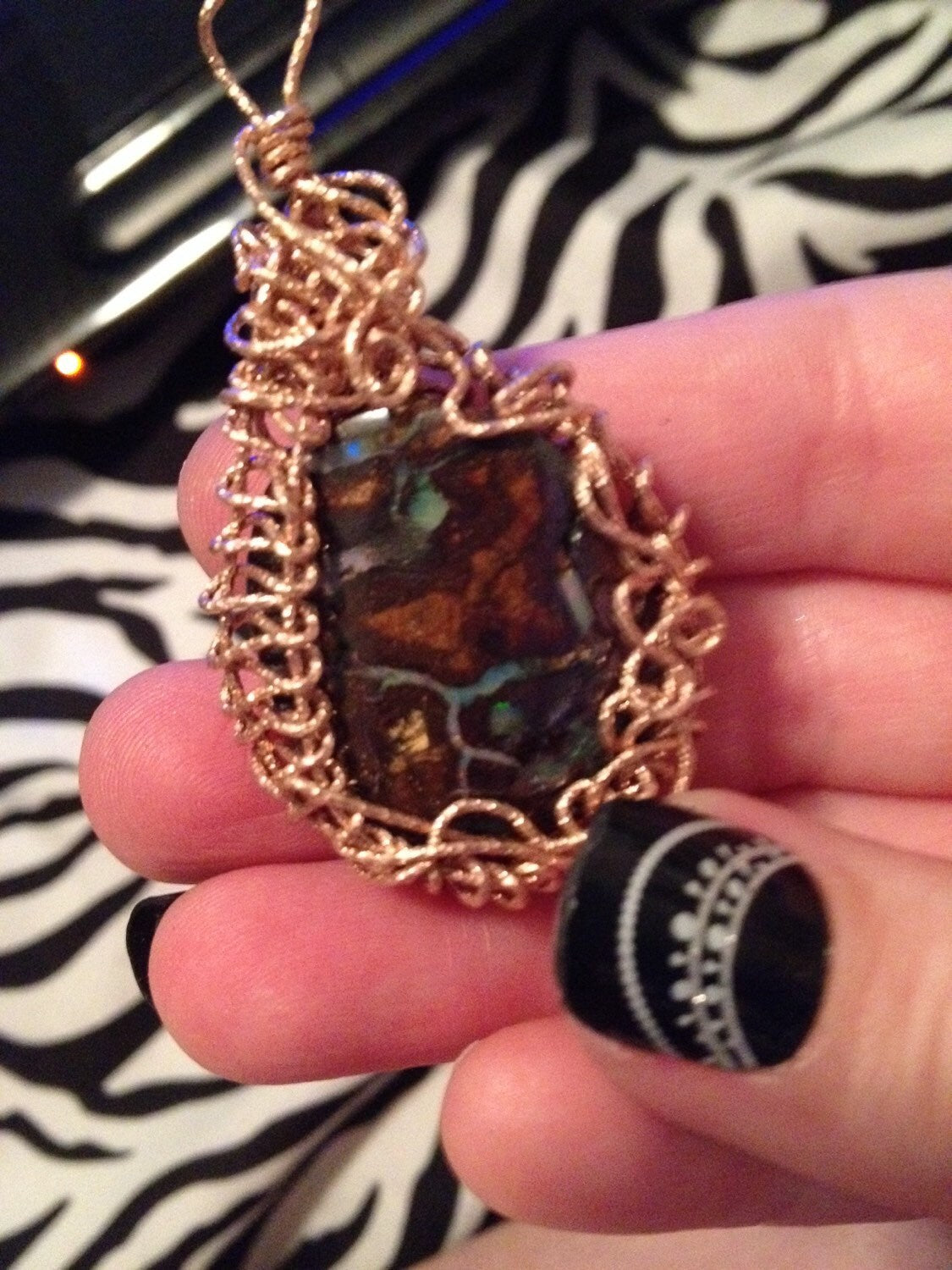 rose gold boulder opal pendant