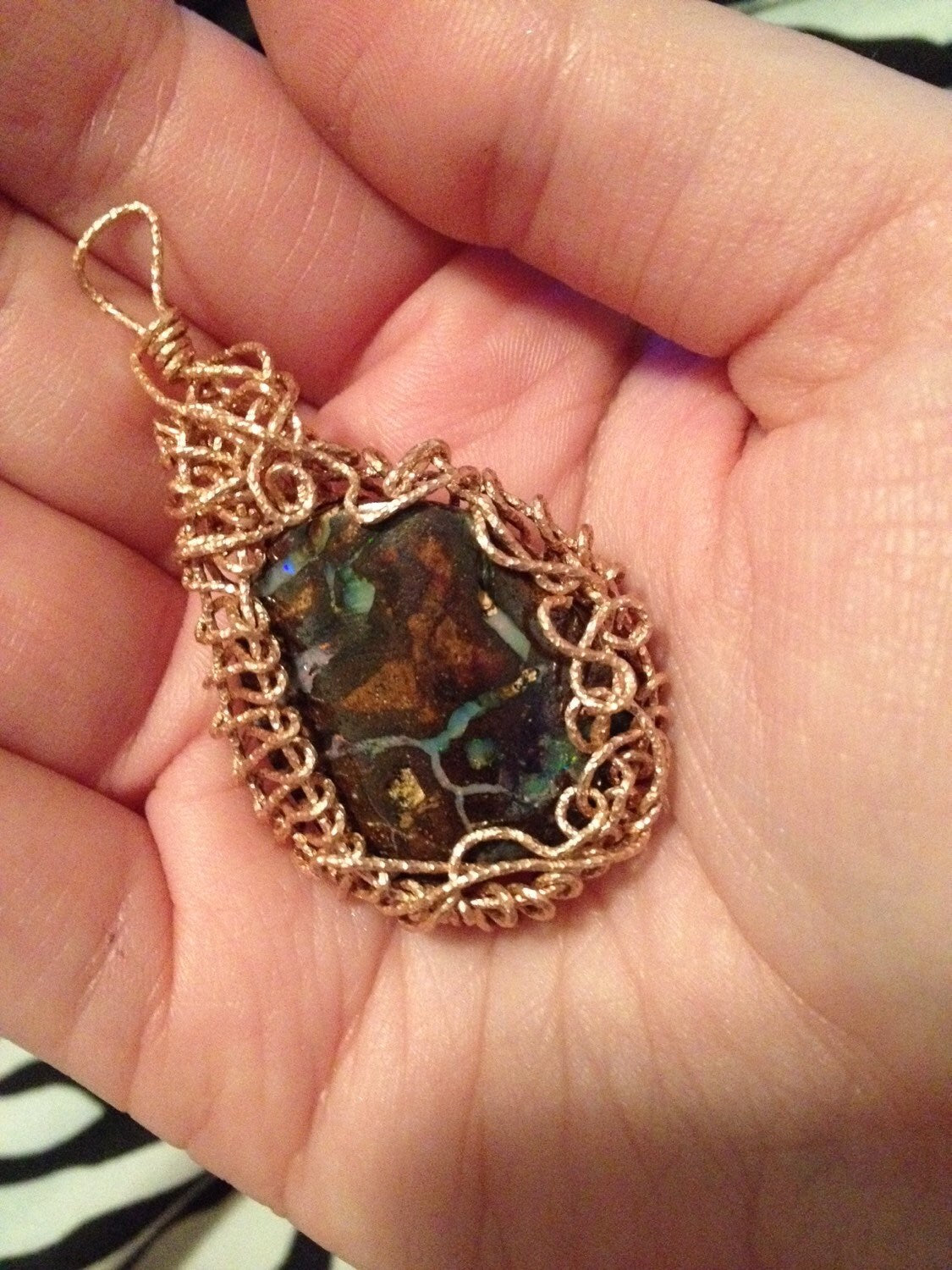 rose gold boulder opal pendant