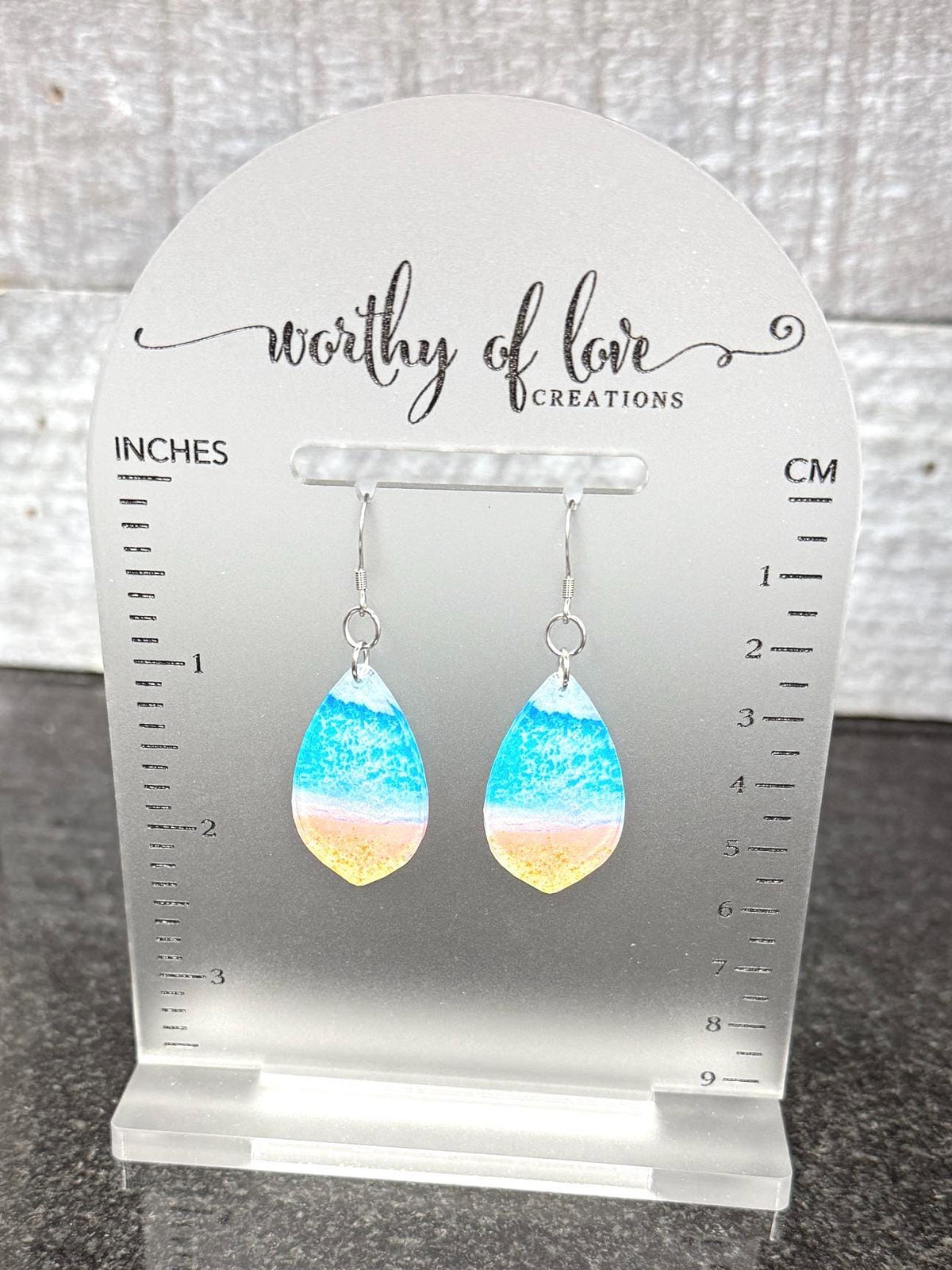 Beach earrings stainless steel and acrylic