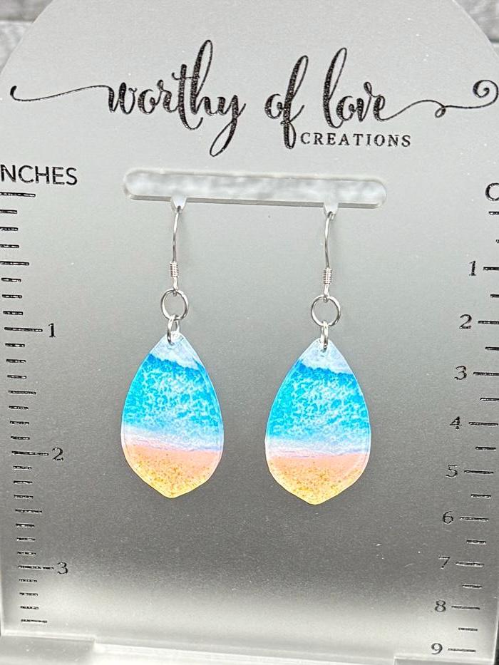 Beach earrings stainless steel and acrylic