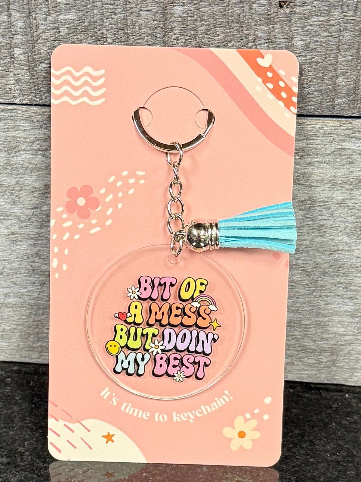 Bit of a Mess Keychain - Playful Accessory, Gift Boxed