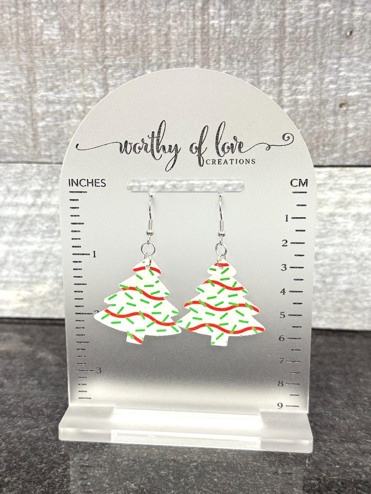 Christmas Tree Cake Earrings: Faux Leather Holiday Jewelry